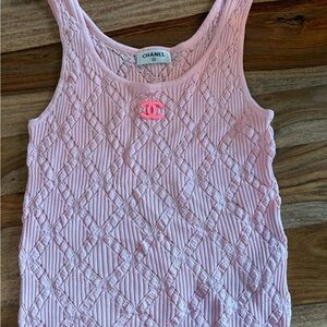 Chanel Light Pink Knit Top with Logo small/medium